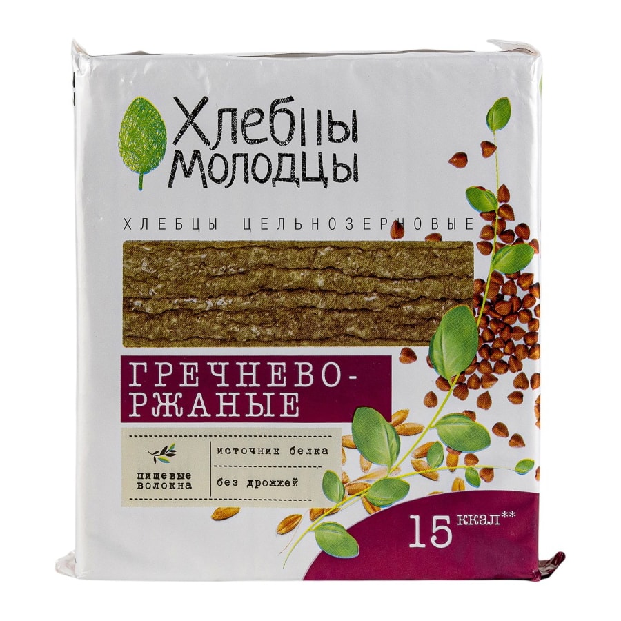 Хлебцы Молодцы гречневые, ржаные 110 г.